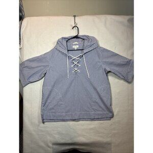 Free Assembly Top Size Xl Blue  White Striped Off Shoulder Shirt
